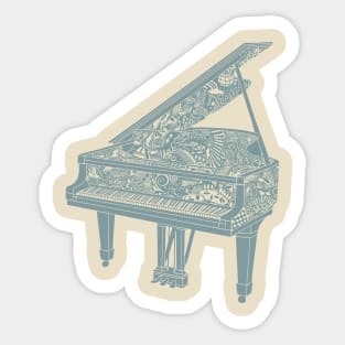Piano Playing - Grey Ink Sticker